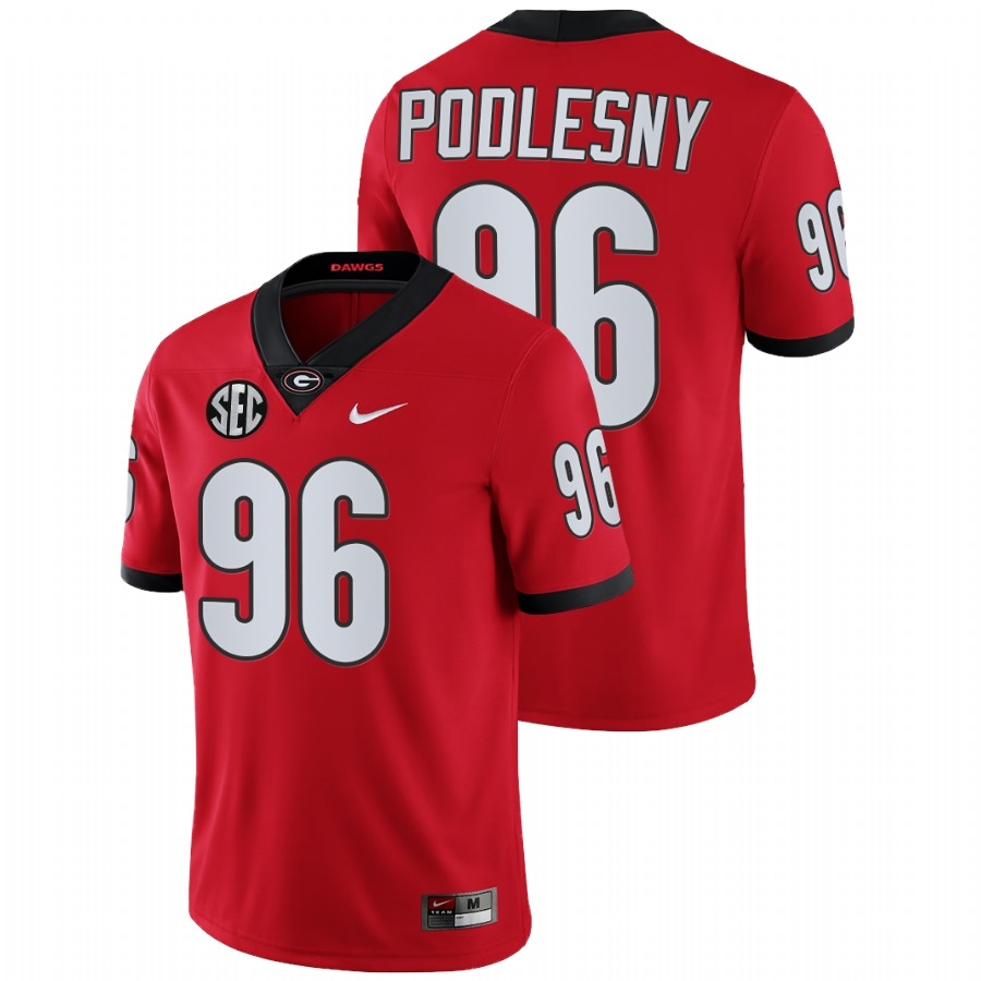 Georgia Bulldogs Men's NCAA Jack Podlesny #96 Red 2021-22 Game College Football Jersey AHJ8249VQ